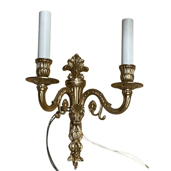 Vintage Spanish Gilded Brass 2-light Sconce